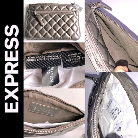 NEW EXPRESS Quilted Wristlet Purse Gold 9” x 6” - Picture 3 of 14